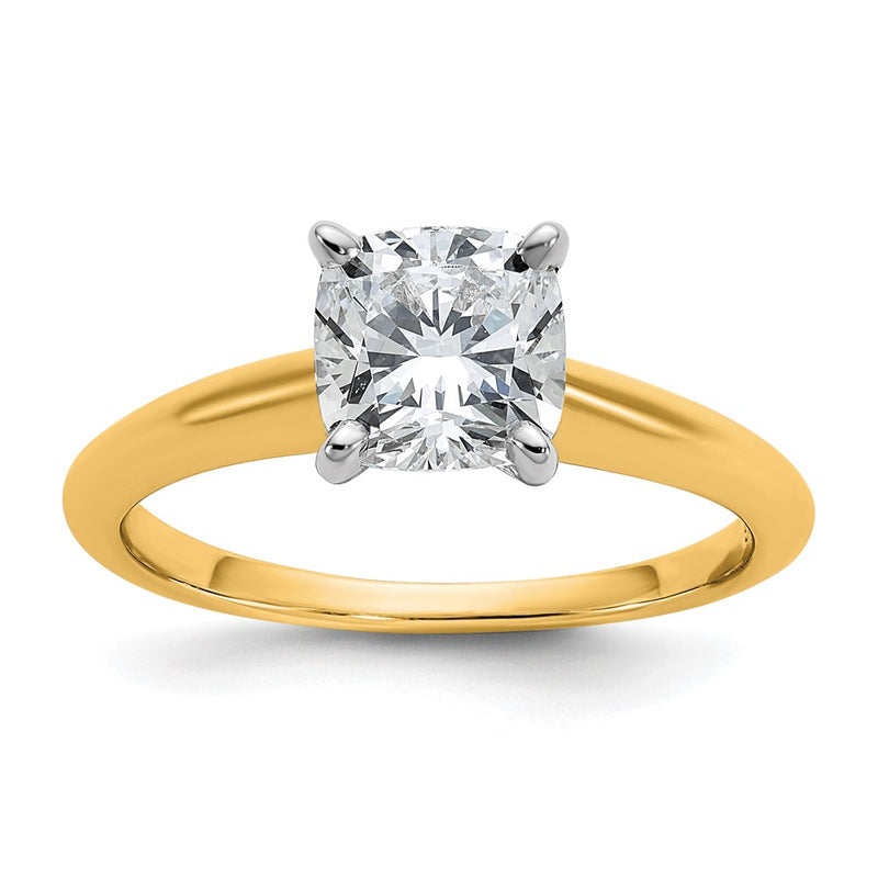 14K Two-Tone Gold Two-tone 1 1/2 carat Lab Grown Diamond VS+ F+ Cushion Complete Solitaire Engagement Ring