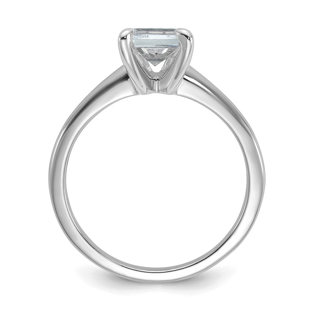 14K White Gold 1 1/2 carat Certified Lab Grown Diamond VS+ F+ Emerald Solitaire Complete Engagement Ring