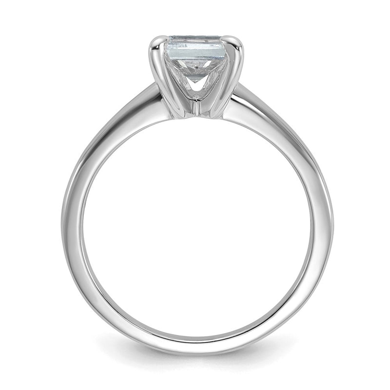 14K White Gold 1 1/2 carat Certified Lab Grown Diamond VS+ F+ Emerald Solitaire Complete Engagement Ring