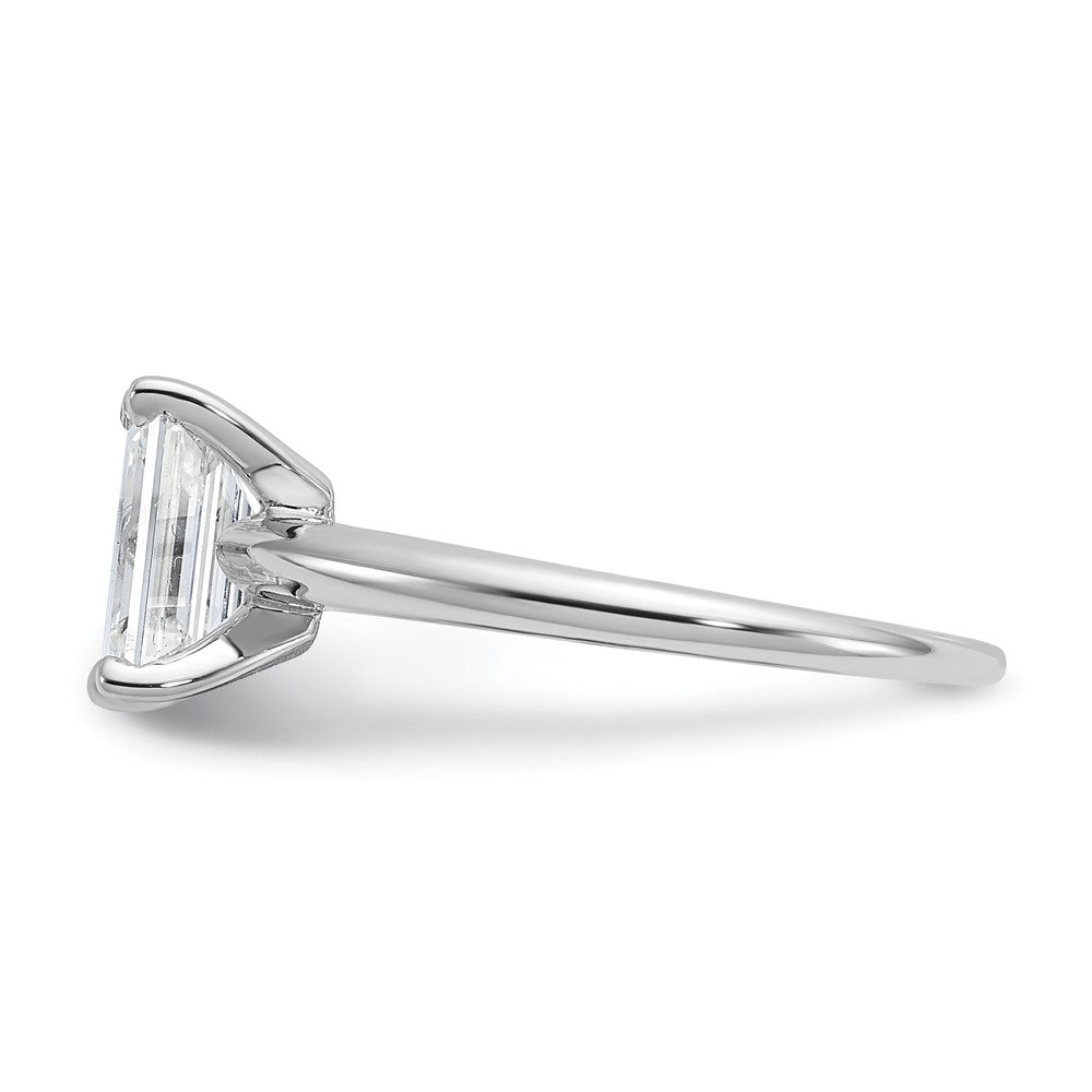14K White Gold 1 1/2 carat Lab Grown Diamond VS+ F+ Emerald Solitaire Complete Engagement Ring