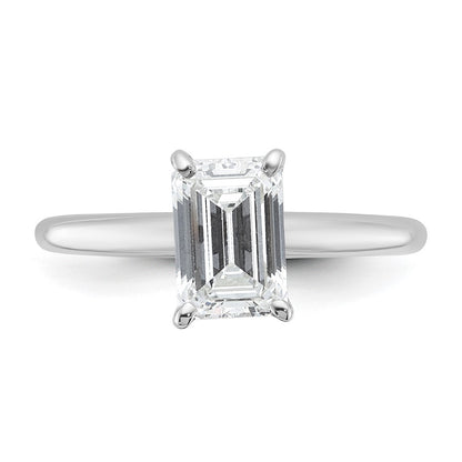 14K White Gold 1 1/2 carat Certified Lab Grown Diamond VS+ F+ Emerald Solitaire Complete Engagement Ring