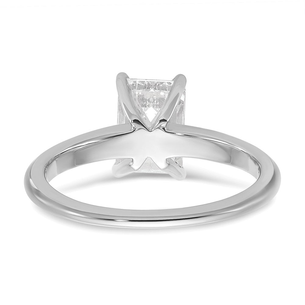 14K White Gold 1 1/2 carat Lab Grown Diamond VS+ F+ Emerald Solitaire Complete Engagement Ring