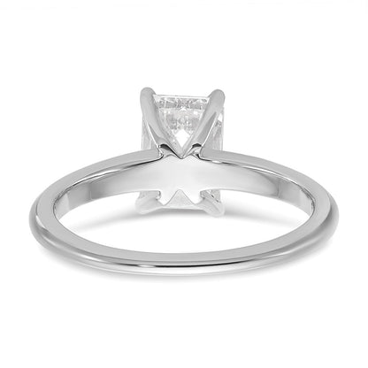 14K White Gold 1 1/2 carat Lab Grown Diamond VS+ F+ Emerald Solitaire Complete Engagement Ring