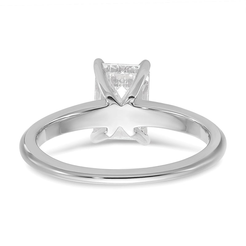 14K White Gold 1 1/2 carat Lab Grown Diamond VS+ F+ Emerald Solitaire Complete Engagement Ring