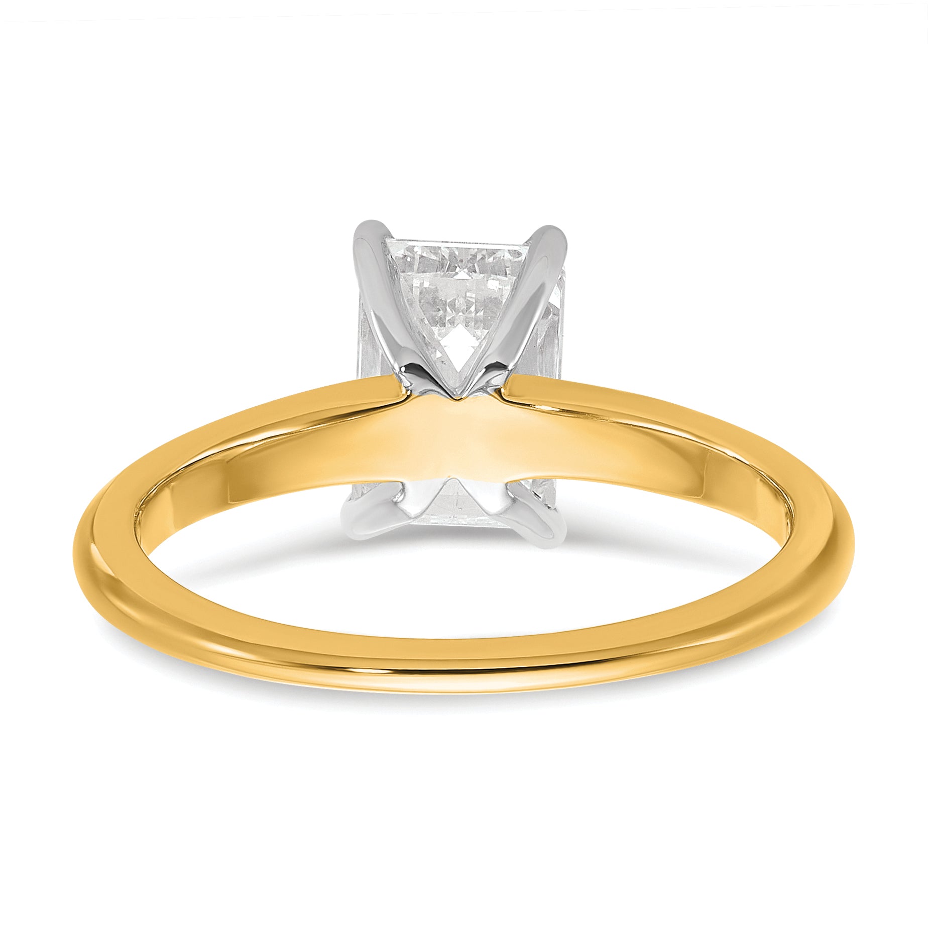 14k Two-tone 1 1/2 Ct. Lab Grown Diamond VS/SI+ G+ Emerald Solitare Engagement Ring