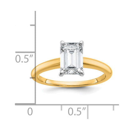 14k Two-tone 1 1/2 Ct. Lab Grown Diamond VS/SI+ G+ Emerald Solitare Engagement Ring