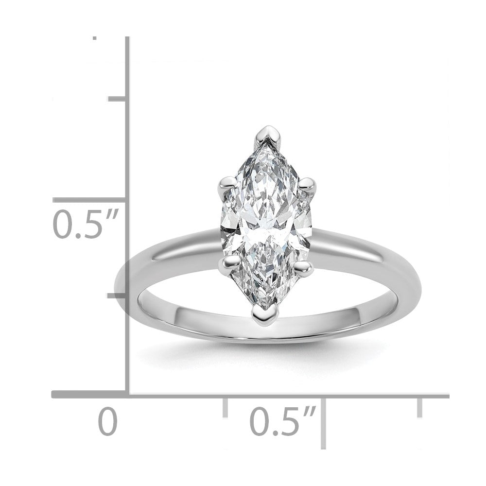 14K White Gold 1 1/2 carat Certified Lab Grown Diamond VS+ F+ Marquise Solitaire Complete Engagement Ring