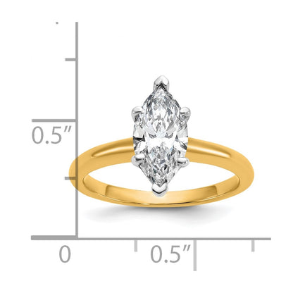 14K Two-Tone Gold Two-tone 1 1/2 carat Lab Grown Diamond VS+ F+ Marquise Solitaire Complete Engagement Ring