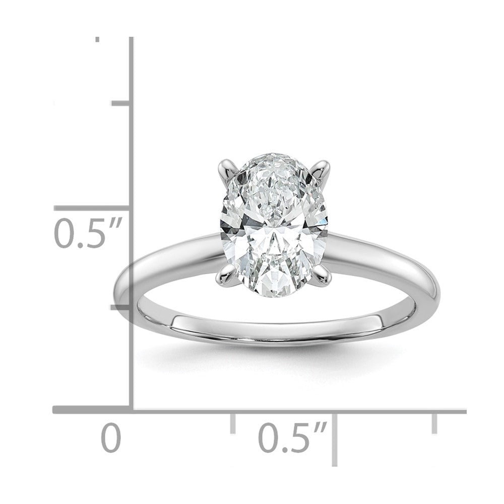 14K White Gold 1 1/2 carat Certified Lab Grown Diamond VS+ F+ Oval Complete Solitaire Engagement Ring