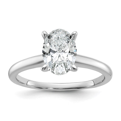 14K White Gold 1 1/2 carat Lab Grown Diamond VS+ F+ Oval Complete Solitaire Engagement Ring