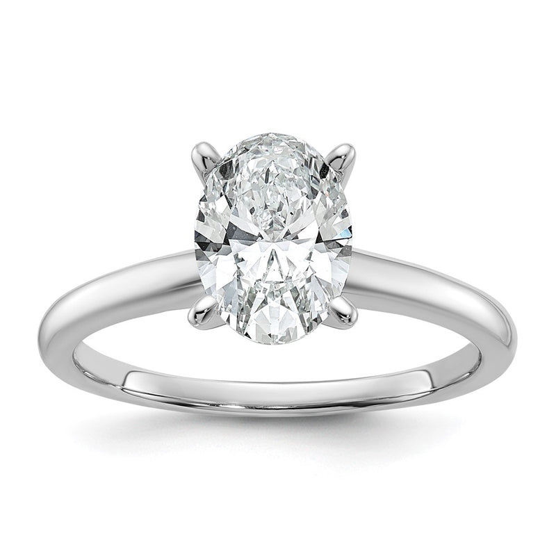 14K White Gold 1 1/2 carat Certified Lab Grown Diamond VS+ F+ Oval Complete Solitaire Engagement Ring