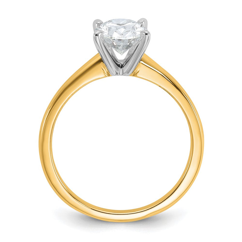 14K Two-Tone Gold 1 1/2 carat Certified Lab Grown Diamond VS+ F+ Oval Complete Solitaire Engagement Ring