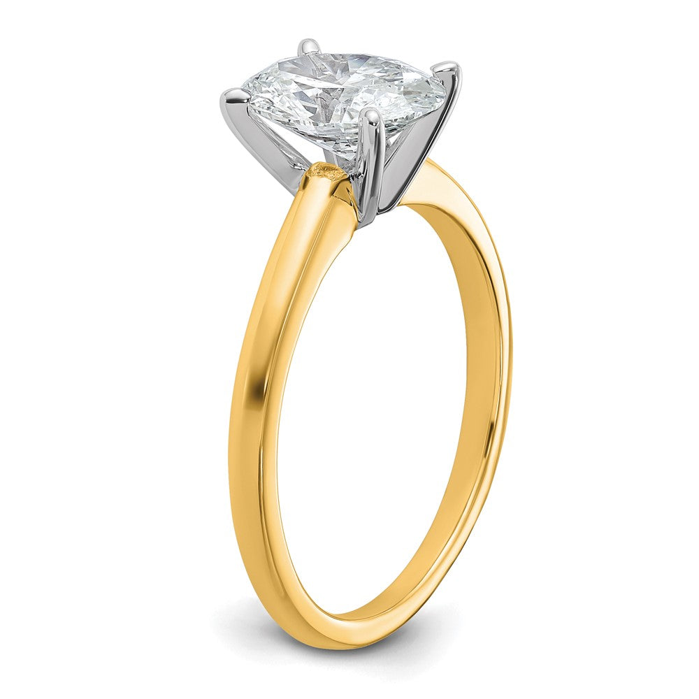 14K Two-Tone Gold 1 1/2 carat Certified Lab Grown Diamond VS+ F+ Oval Complete Solitaire Engagement Ring
