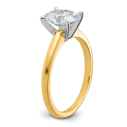 14K Two-Tone Gold 1 1/2 carat Certified Lab Grown Diamond VS+ F+ Oval Complete Solitaire Engagement Ring