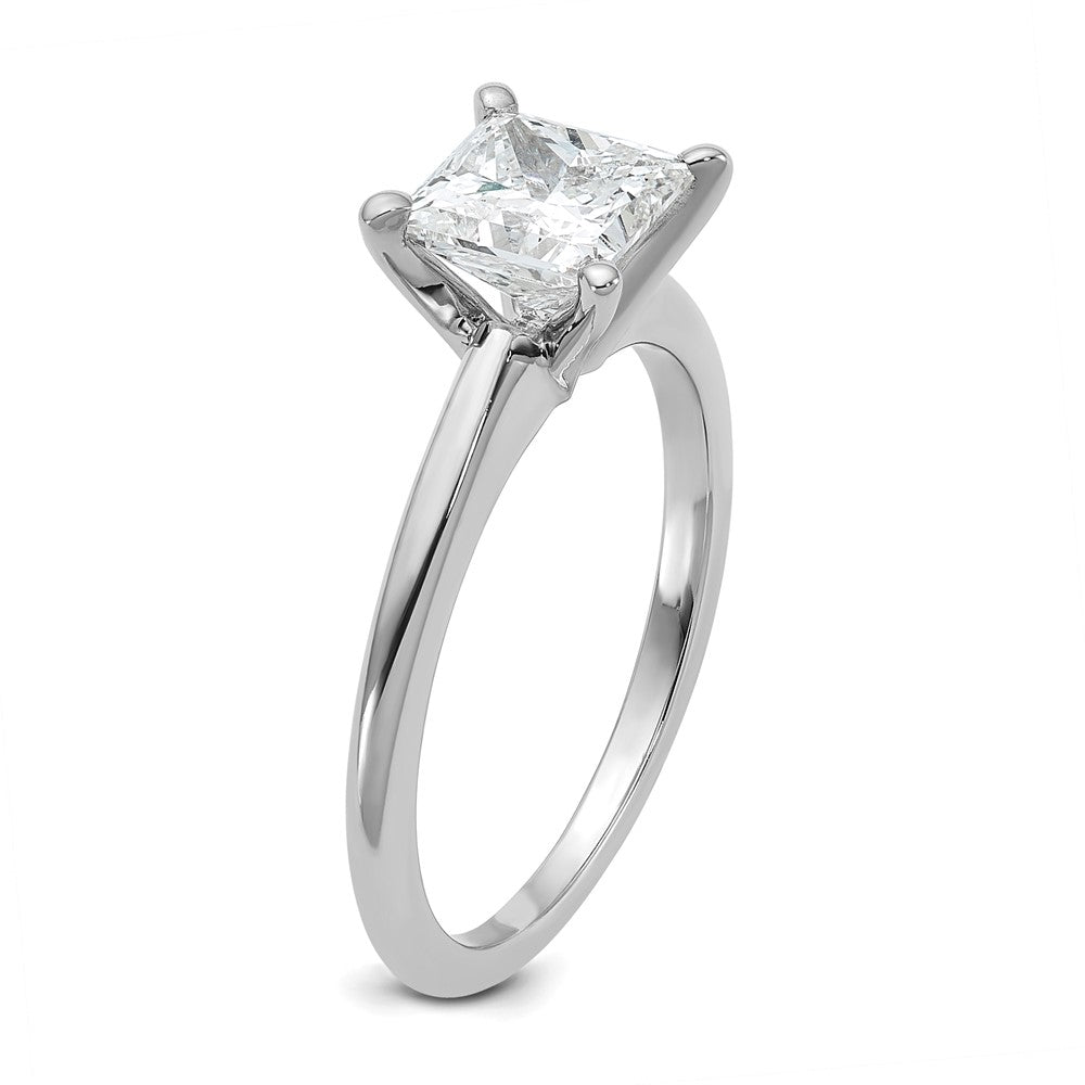 14K White Gold 1 1/2 carat Lab Grown Diamond VS+ F+ Princess Complete Solitaire Engagement Ring