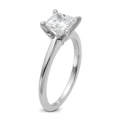 14K White Gold 1 1/2 carat Lab Grown Diamond VS+ F+ Princess Complete Solitaire Engagement Ring
