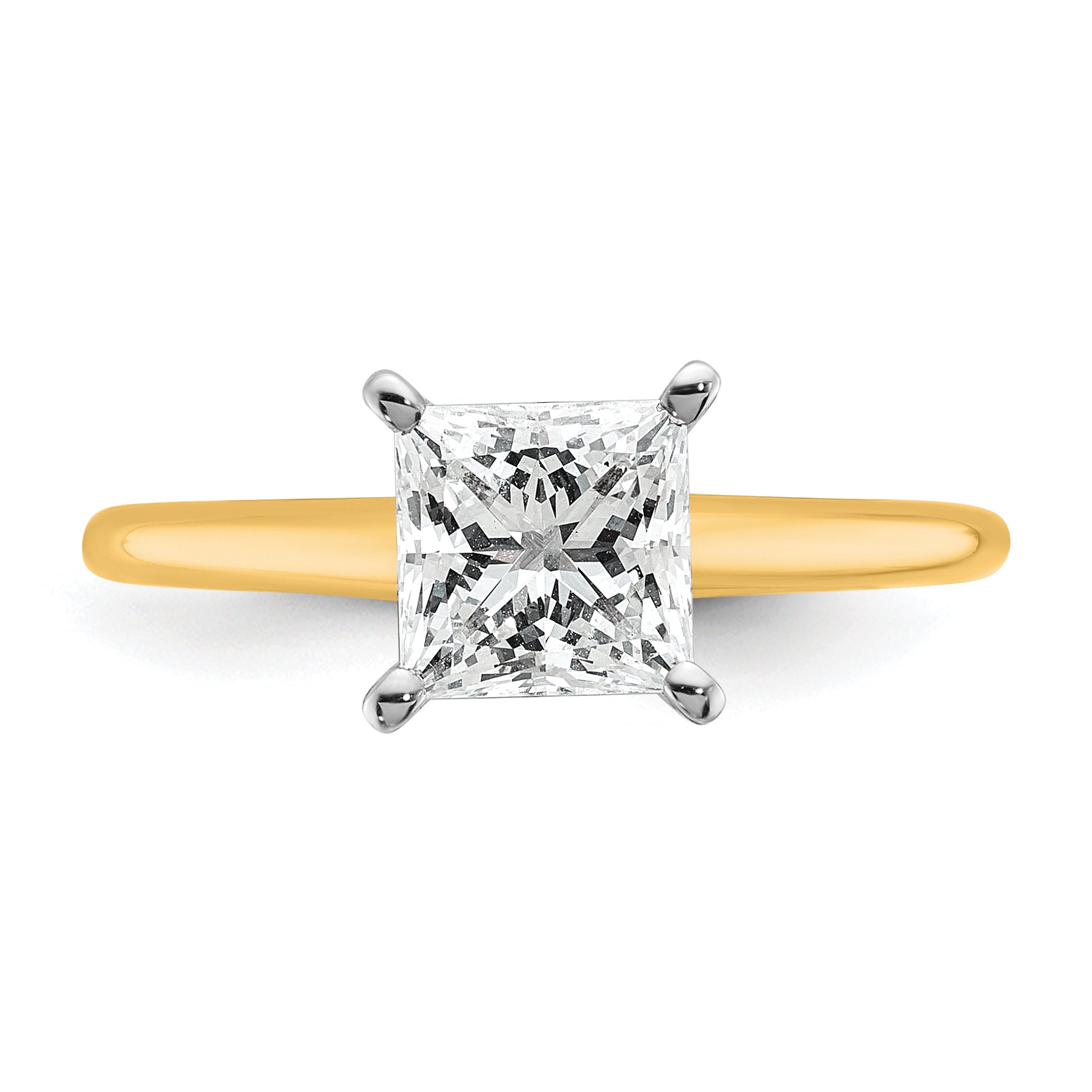 14k Two-tone 1 1/2 Ct. Lab Grown Diamond VS/SI+ G+ Princess Solitare Engagement Ring