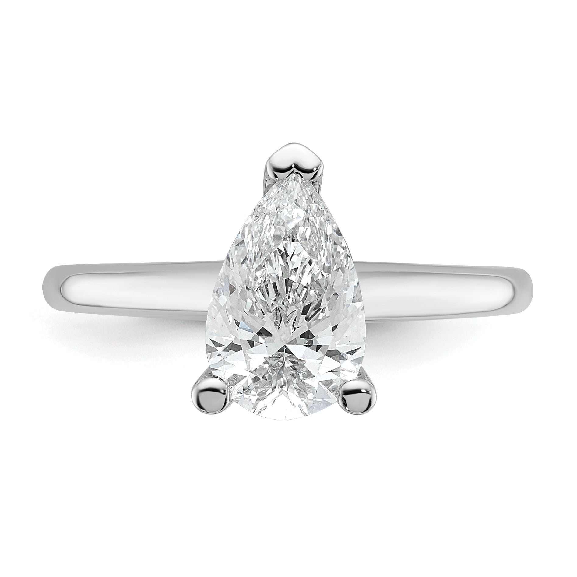 14k White Gold 1 1/2 Ct. Certified Lab Grown Diamond VS/SI+ G+ Pear Solitare Engagement Ring