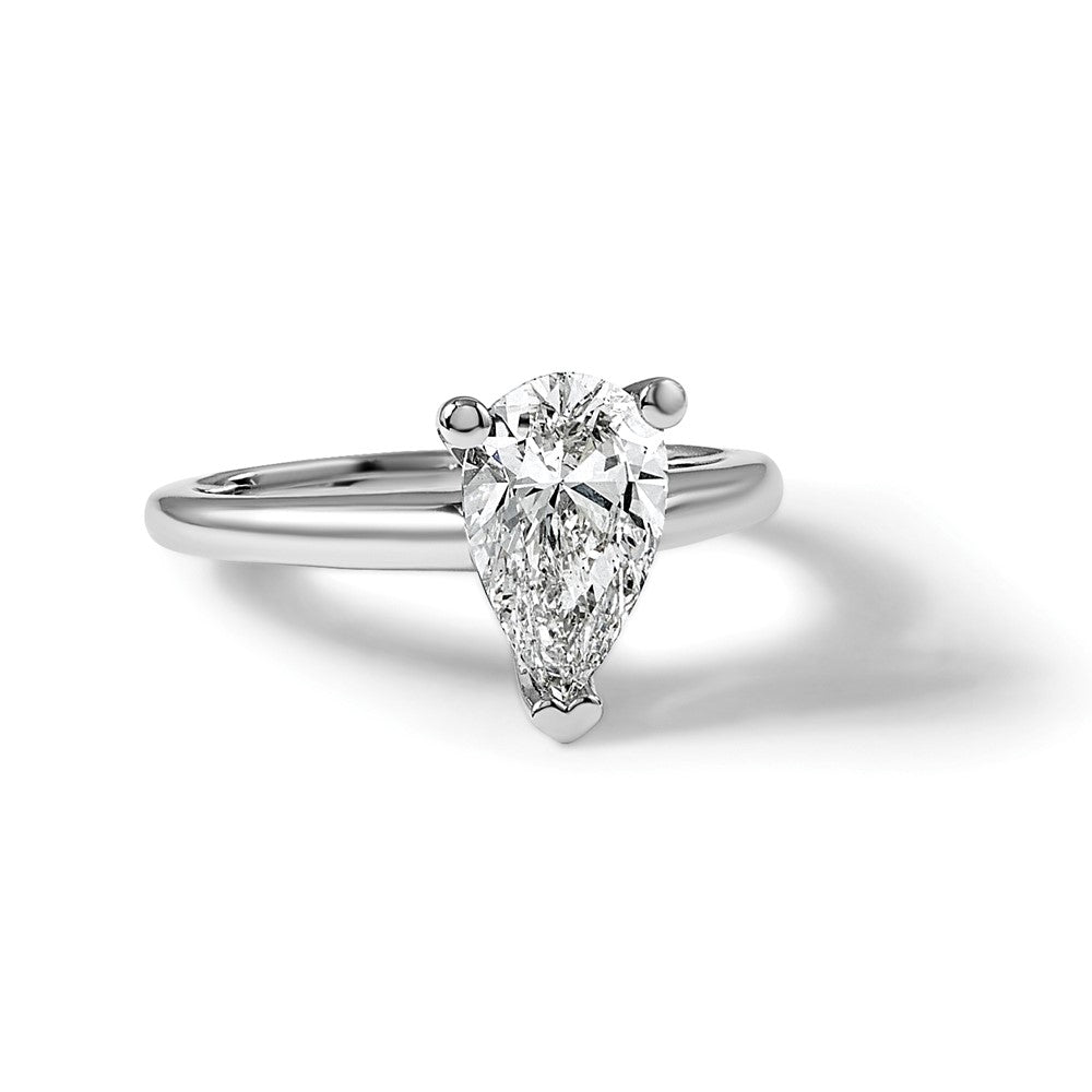 14K White Gold 1 1/2ct Lab Grown Diamond Vs/si+ G+ Pear Solitaire Engagement Ring