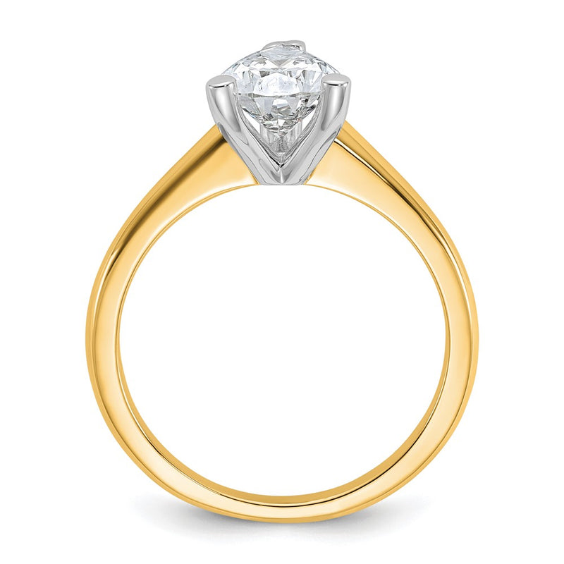 14K Two-Tone Gold Two-tone 1 1/2 carat Lab Grown Diamond VS+ F+ Pear Solitaire Complete Engagement Ring