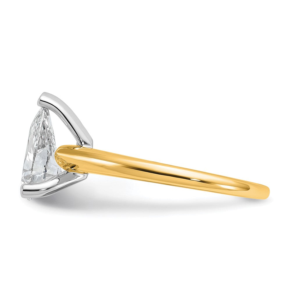 14K Two-Tone Gold Two-tone 1 1/2 carat Certified Lab Grown Diamond VS+ F+ Pear Solitaire Complete Engagement Ring