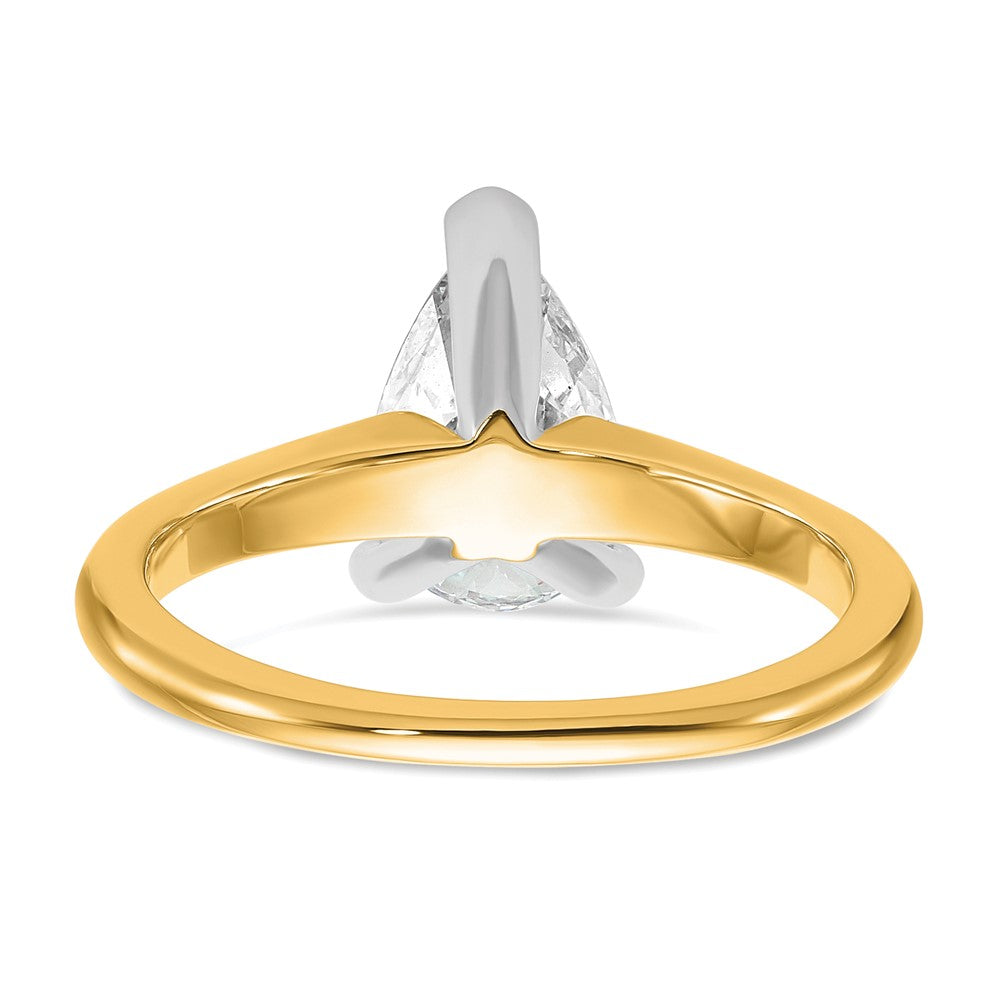 14K Two-Tone Gold Two-tone 1 1/2 carat Lab Grown Diamond VS+ F+ Pear Solitaire Complete Engagement Ring