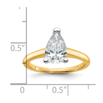 14k Two-tone 1 1/2 Ct. Lab Grown Diamond VS/SI+ G+ Pear Solitare Engagement Ring