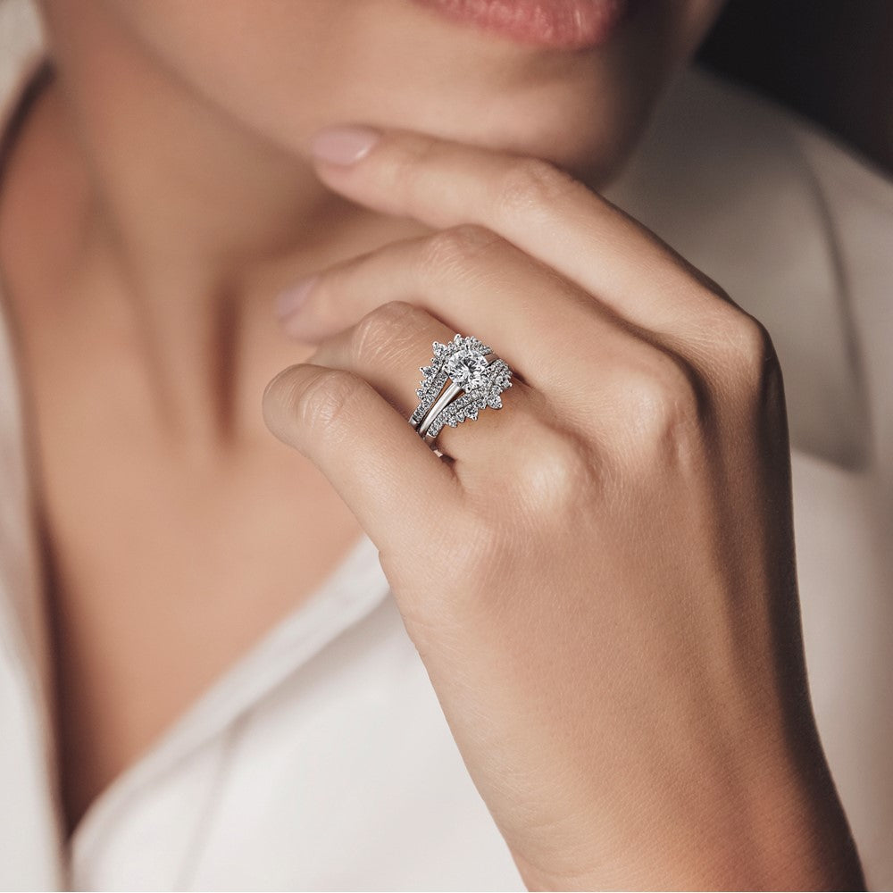 14K White Gold 1 1/2 carat Lab Grown Diamond VS+ F+ Round Complete Solitaire Engagement Ring