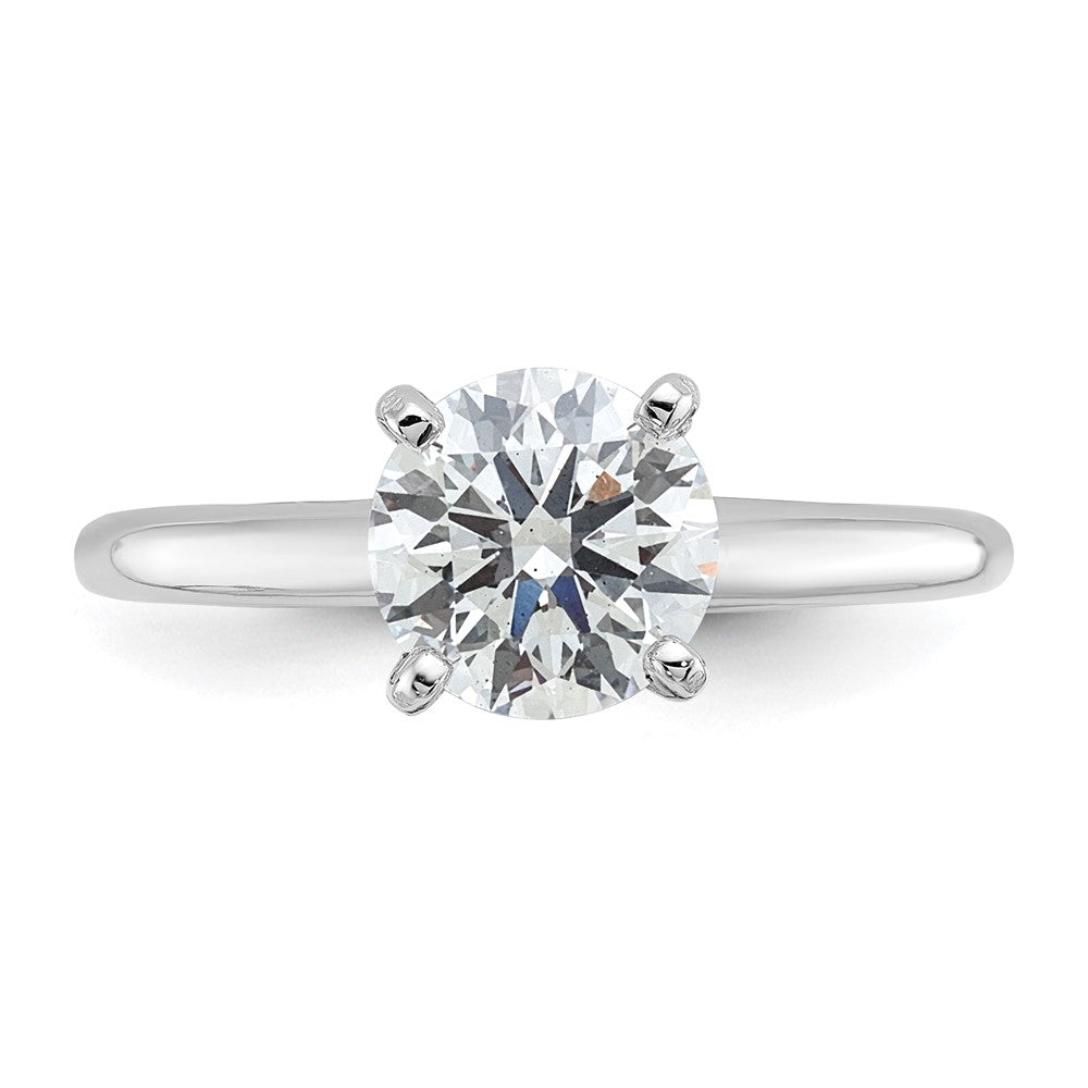 14K White Gold 1 1/2 carat Lab Grown Diamond VS+ F+ Round Complete Solitaire Engagement Ring