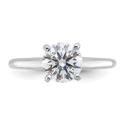 14K White Gold 1 1/2 carat Lab Grown Diamond VS+ F+ Round Complete Solitaire Engagement Ring
