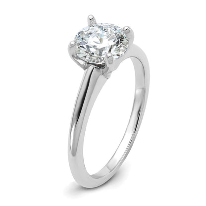 14K White Gold 1 1/2 carat Lab Grown Diamond VS+ F+ Round Complete Solitaire Engagement Ring