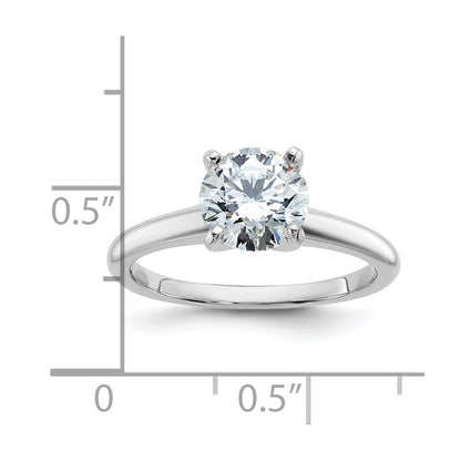 14K White Gold 1 1/2 carat Lab Grown Diamond VS+ F+ Round Complete Solitaire Engagement Ring