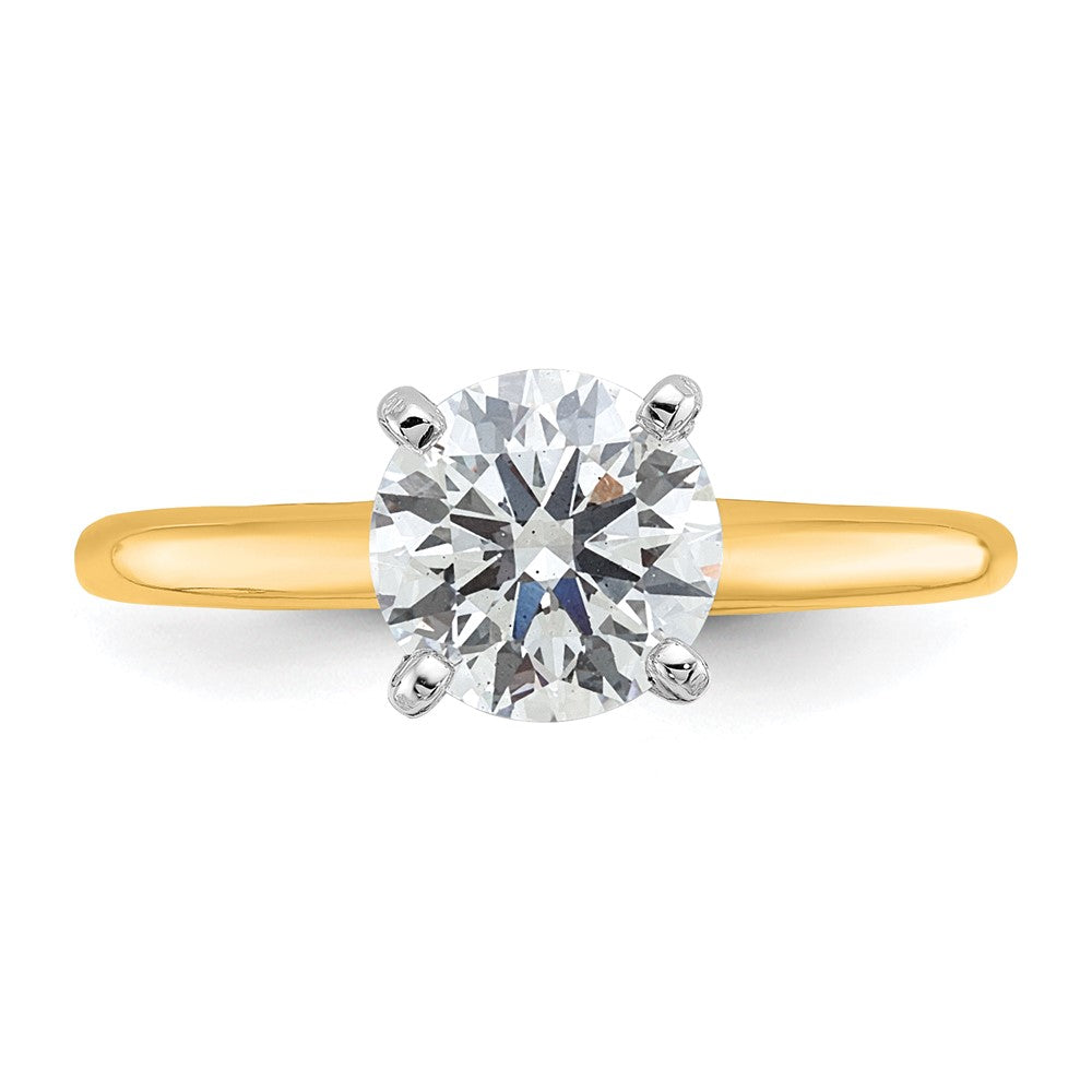 14K Two-Tone Gold 1 1/2 carat Lab Grown Diamond VS+ F+ Round Complete Solitaire Engagement Ring