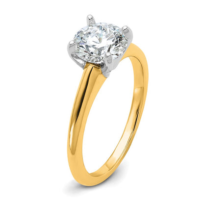 14K Two-Tone Gold 1 1/2 carat Certified Lab Grown Diamond VS+ F+ Round Complete Solitaire Engagement Ring