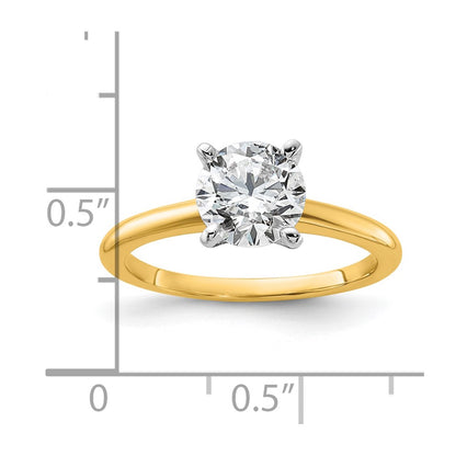 14K Two-Tone Gold 1 1/2 carat Certified Lab Grown Diamond VS+ F+ Round Complete Solitaire Engagement Ring