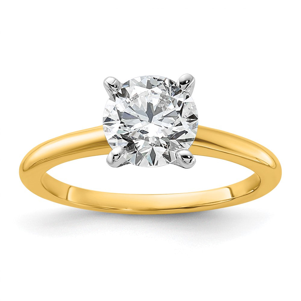 14K Two-Tone Gold 1 1/2 carat Lab Grown Diamond VS+ F+ Round Complete Solitaire Engagement Ring