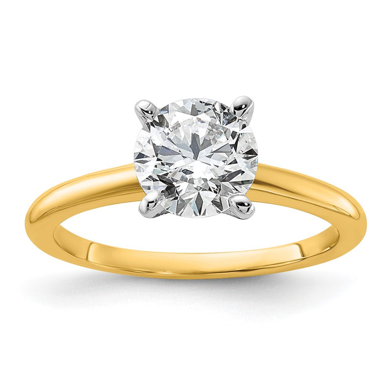 14K Two-Tone Gold 1 1/2 carat Lab Grown Diamond VS+ F+ Round Complete Solitaire Engagement Ring