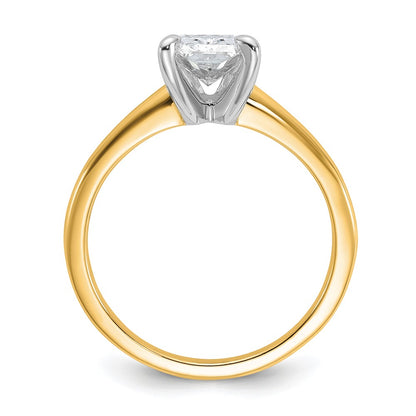 14K Two-Tone Gold Two-tone 1 1/2 carat Certified Lab Grown Diamond VS+ F+ Radiant Solitaire Complete Engagement Ring