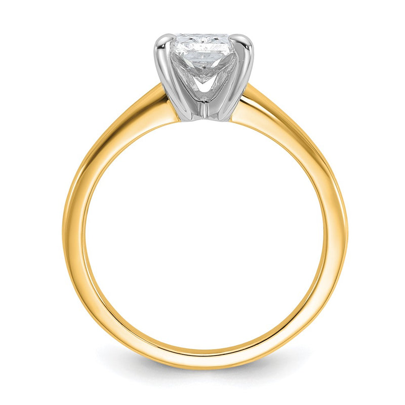 14K Two-Tone Gold Two-tone 1 1/2 carat Certified Lab Grown Diamond VS+ F+ Radiant Solitaire Complete Engagement Ring