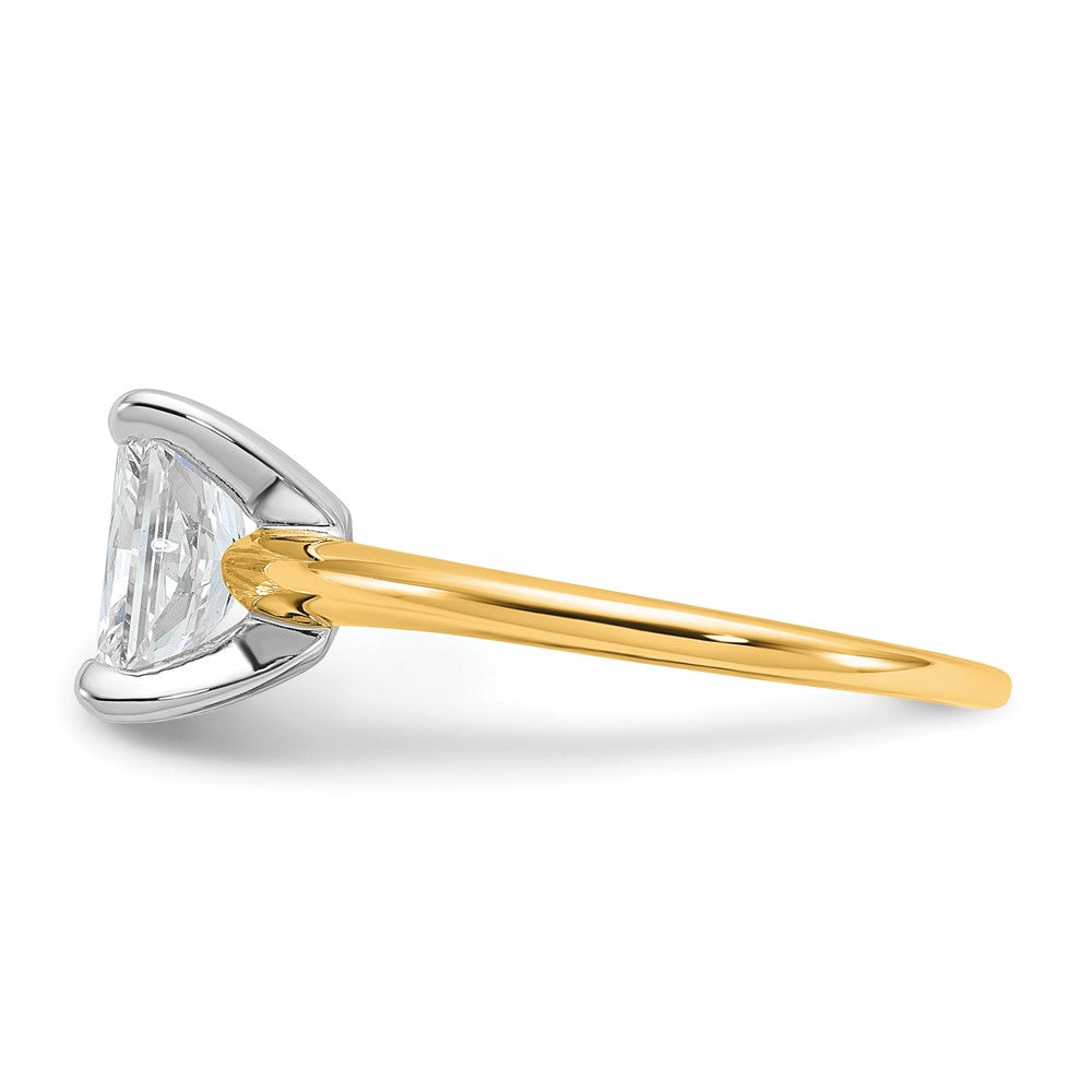 14K Two-Tone Gold Two-tone 1 1/2 carat Certified Lab Grown Diamond VS+ F+ Radiant Solitaire Complete Engagement Ring