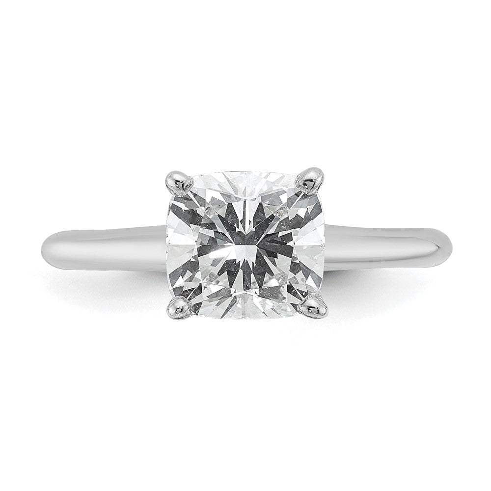 14K White Gold 2 carat Certified Lab Grown Diamond VS+ F+ Cushion Complete Solitaire Engagement Ring