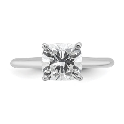 14K White Gold 2 carat Certified Lab Grown Diamond VS/SI+ G+ Cushion Complete Solitaire Engagement Ring