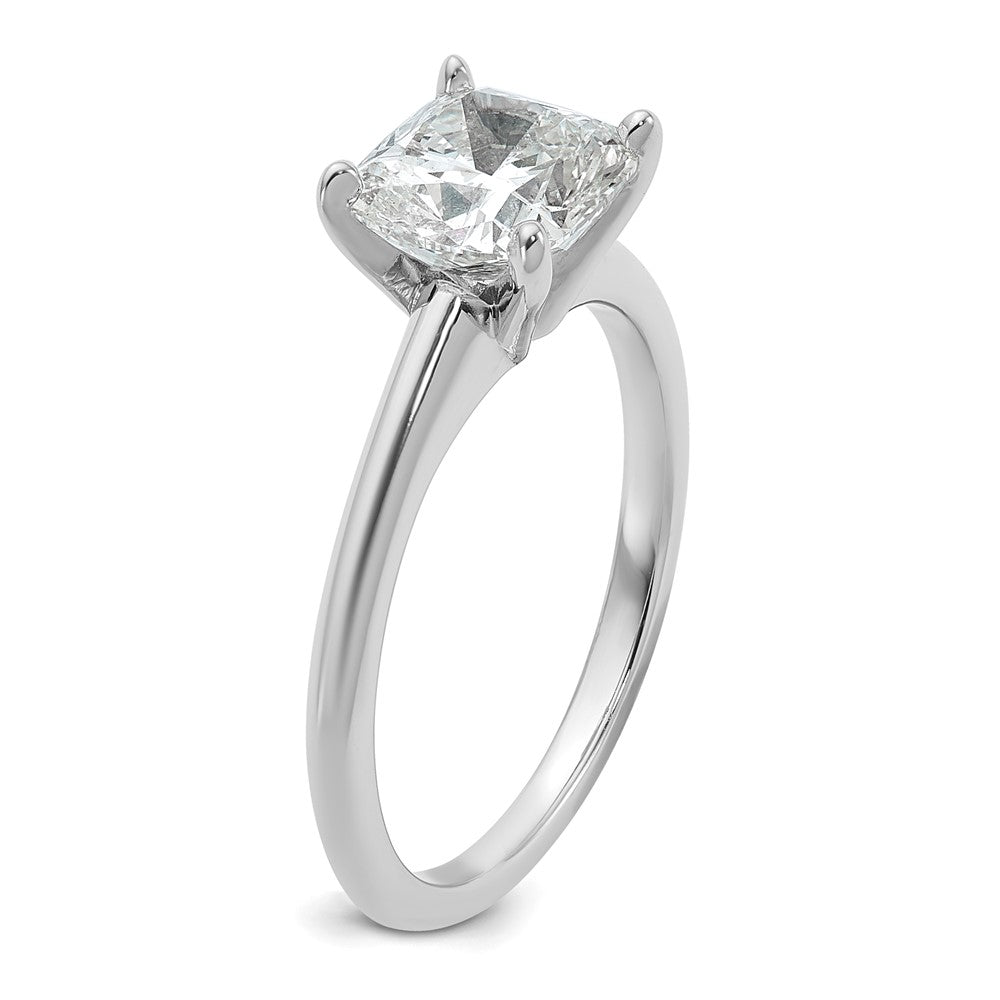 14K White Gold 2 carat Certified Lab Grown Diamond VS+ F+ Cushion Complete Solitaire Engagement Ring