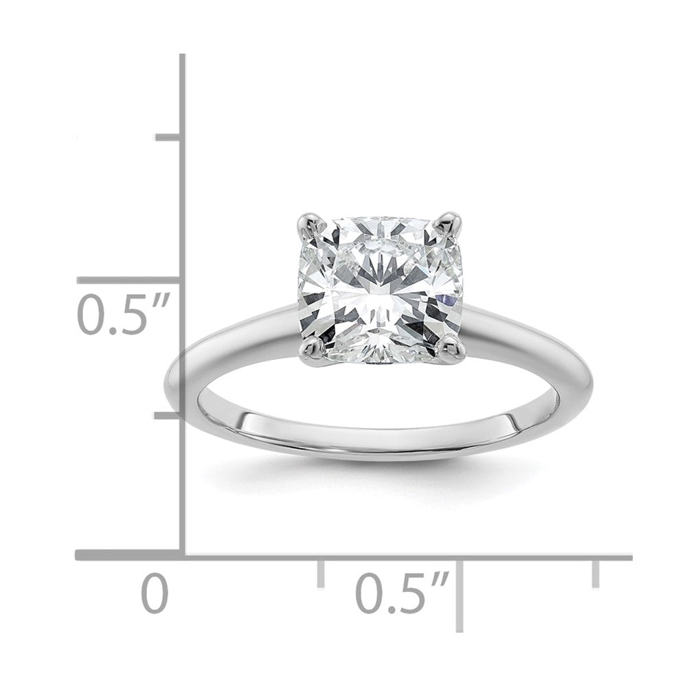 14k White Gold Lab Grown VS/SI FGH Diamond Solitaire with 2.00-2.25 Cushion