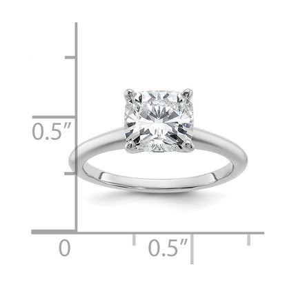 14k White Gold Lab Grown VS/SI FGH Diamond Solitaire with 2.00-2.25 Cushion