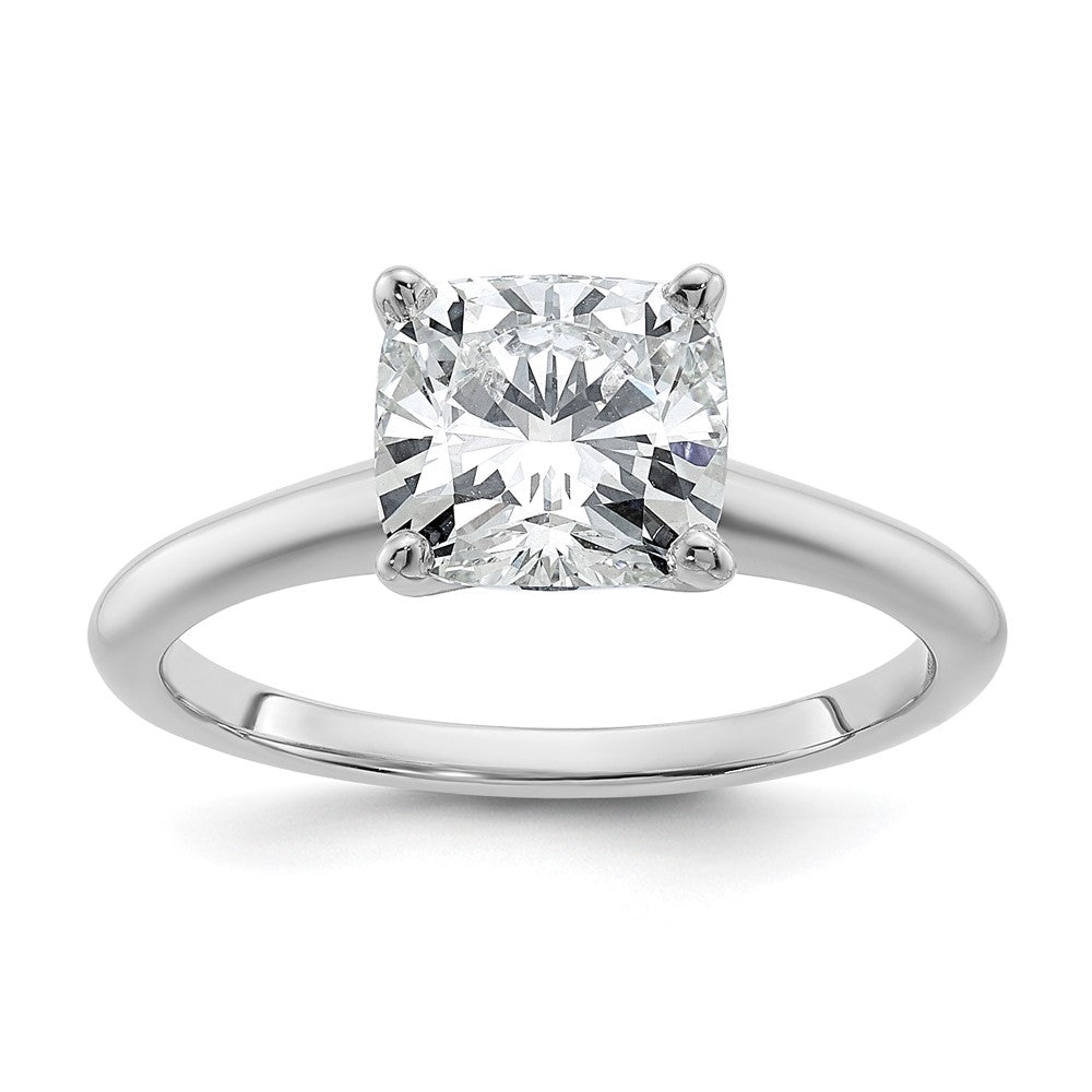 14K White Gold 2 carat Lab Grown Diamond VS+ F+ Cushion Complete Solitaire Engagement Ring