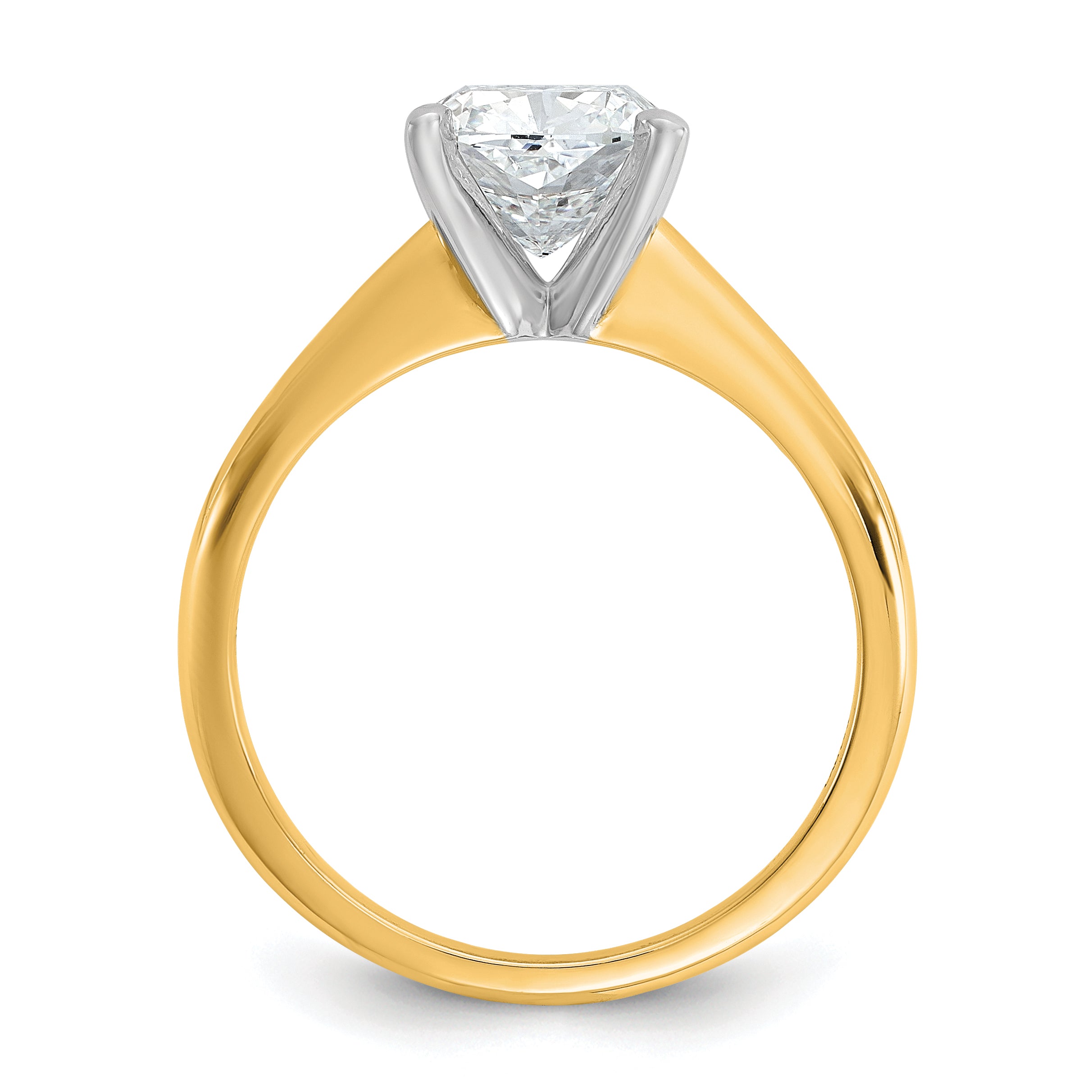 14k Two-tone 2 Ct. Certified Lab Grown Diamond VS/SI+ G+ Cushion Solitare Engagement Ring