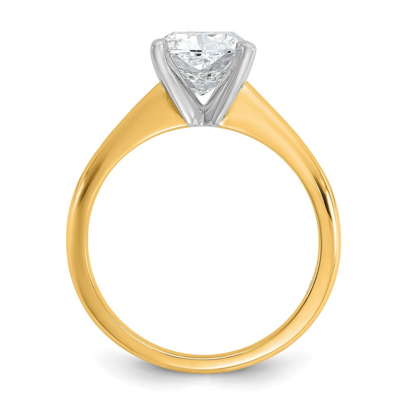 14K Two-Tone Gold Two-tone 2 carat Lab Grown Diamond VS+ F+ Cushion Complete Solitaire Engagement Ring