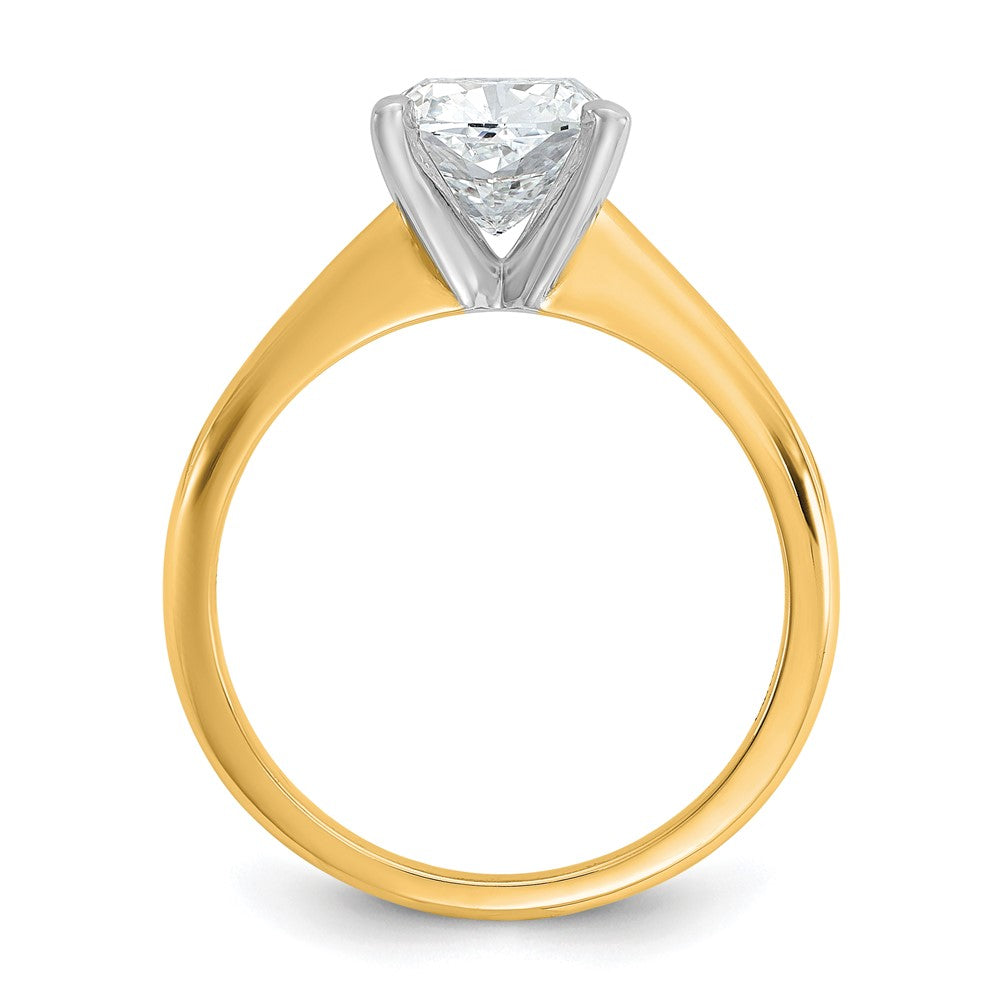 14K Two-Tone Gold Two-tone 2 carat Certified Lab Grown Diamond VS+ F+ Cushion Complete Solitaire Engagement Ring