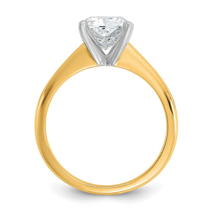 14K Two-Tone Gold Two-tone 2 carat Certified Lab Grown Diamond VS+ F+ Cushion Complete Solitaire Engagement Ring